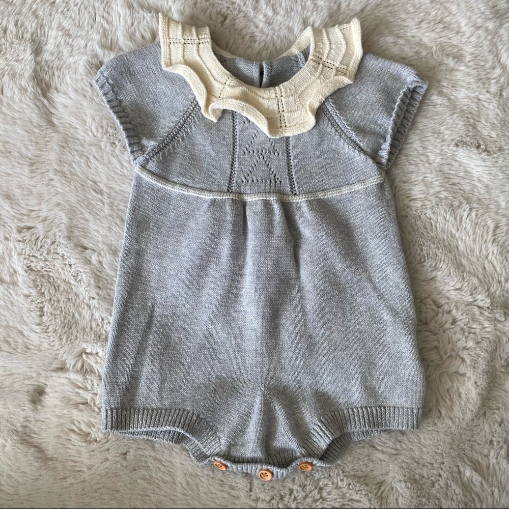 BABY GIRL KNIT RUFFLE ROMPER